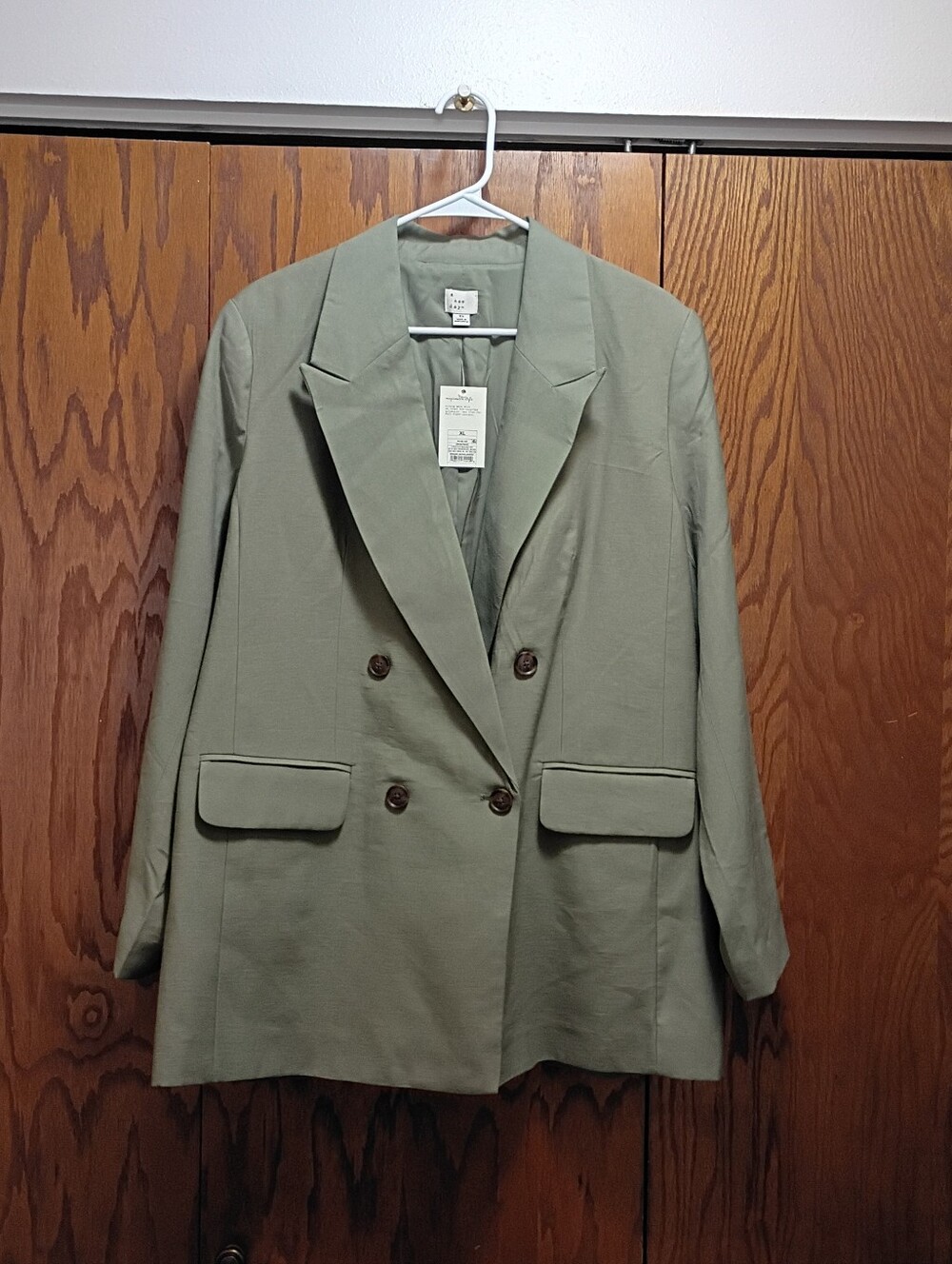 Double-Breasted Women’s Blazer Jacket - Sage Green